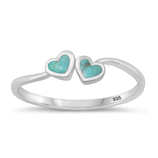 Sterling Silver Genuine Turquoise Heart Ring