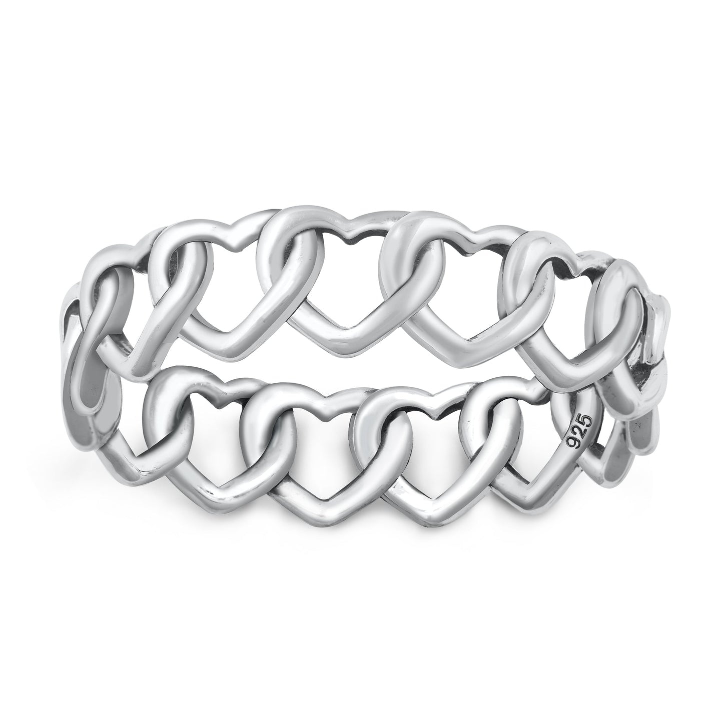 Sterling Silver Interlocking Hearts Ring