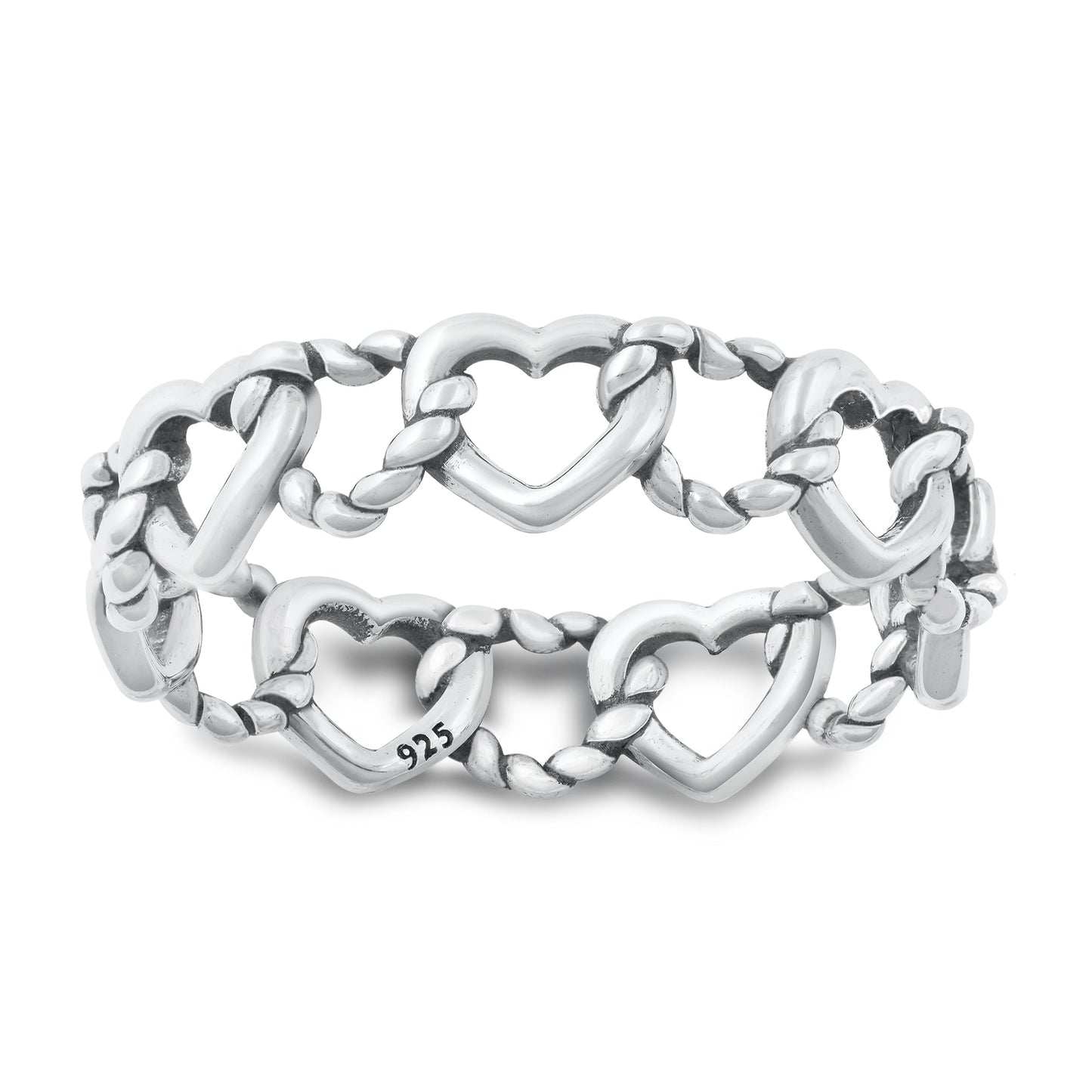Sterling Silver Interlocking Hearts Ring