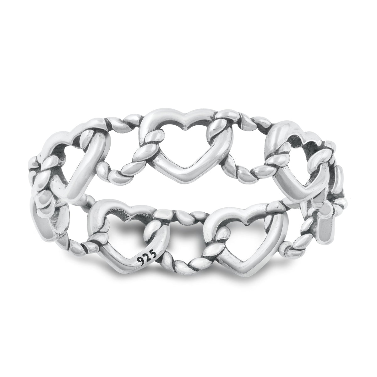 Sterling Silver Interlocking Hearts Ring