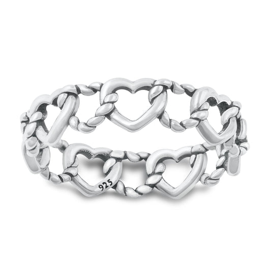 Sterling Silver Interlocking Hearts Ring