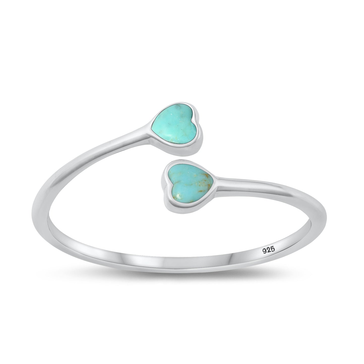 Sterling Silver Genuine Turquoise Heart Ring