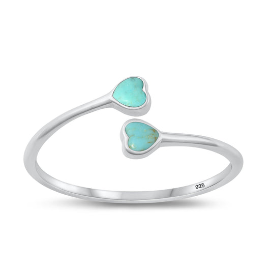 Sterling Silver Genuine Turquoise Heart Ring
