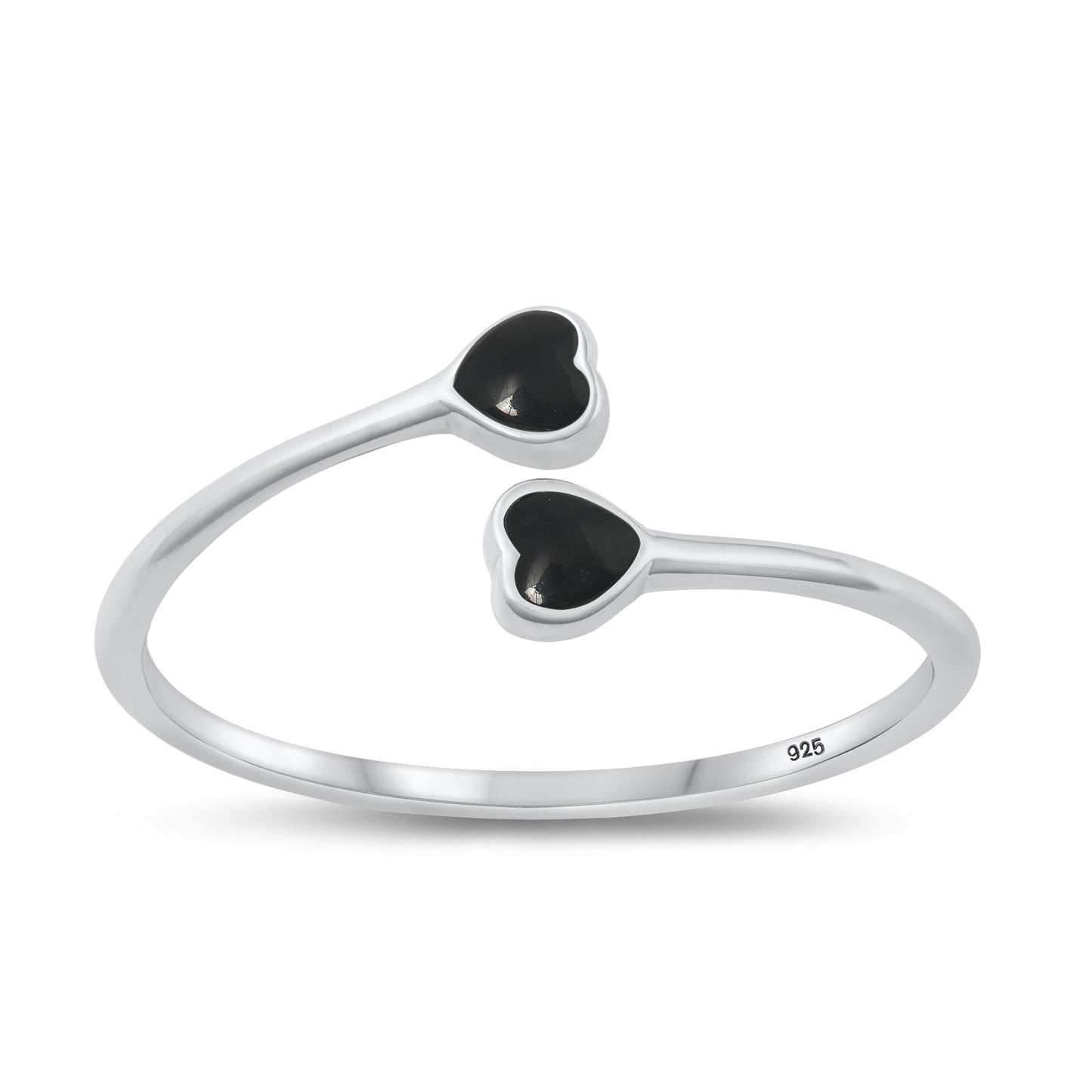 Sterling Silver Black Agate Heart Ring