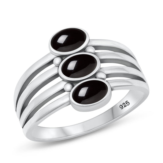 Sterling Silver Black Agate Ring