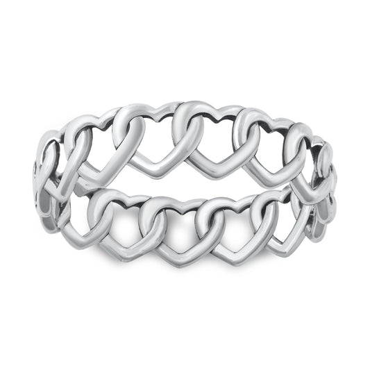 Sterling Silver Interlocking Hearts Ring