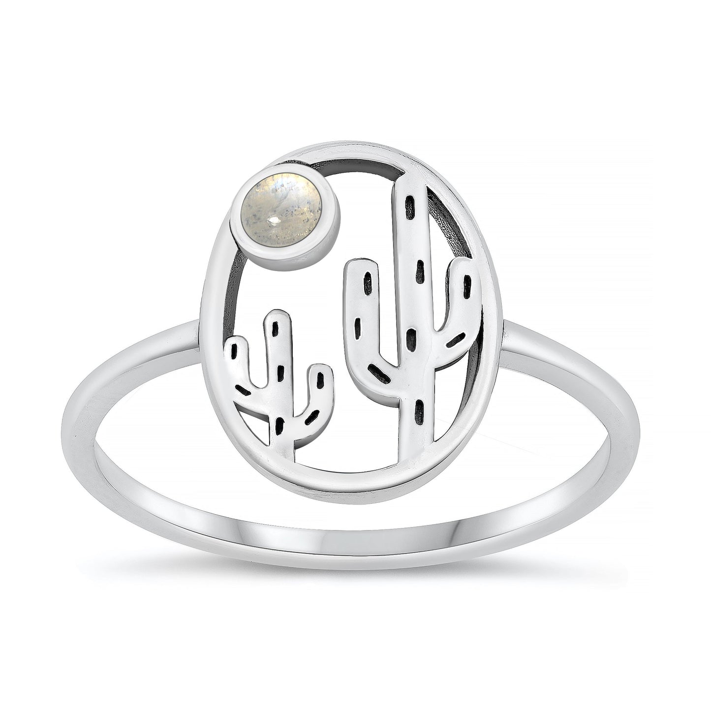 Sterling Silver Moonstone Cactus Ring