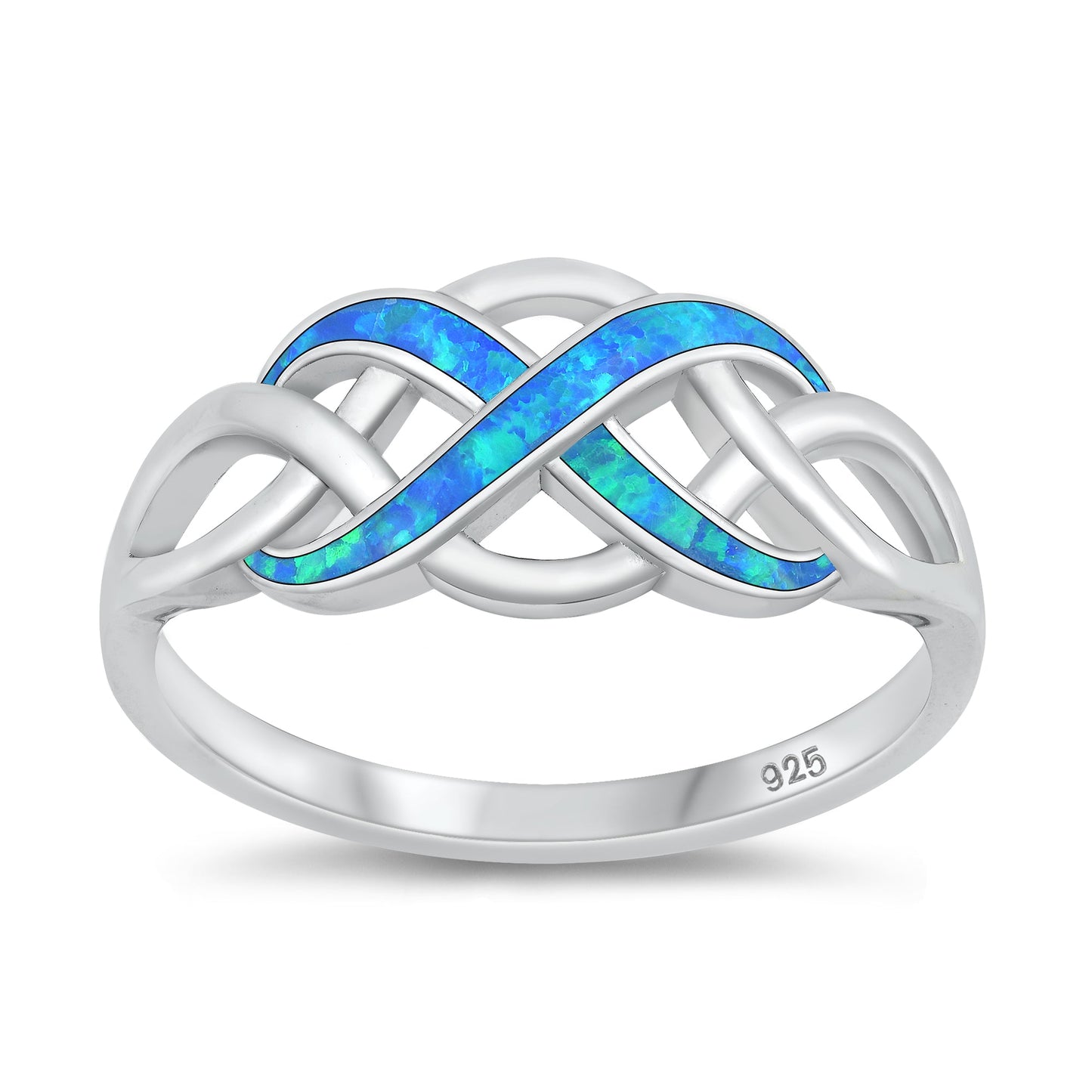 Sterling Silver Blue Lab Opal Infinity Ring