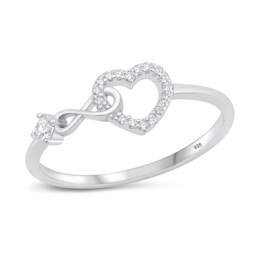 Sterling Silver Clear CZ Heart & Infinity Ring