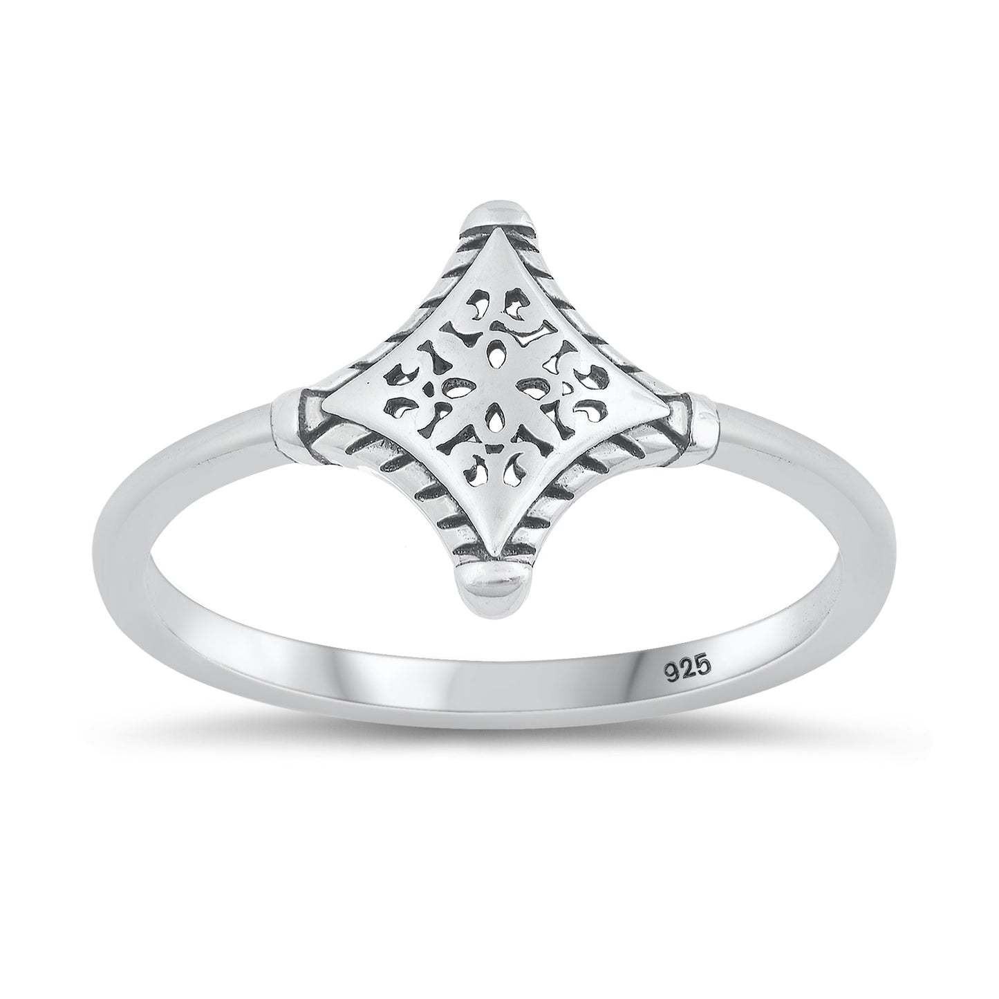 Sterling Silver Diamond-Shaped Ring