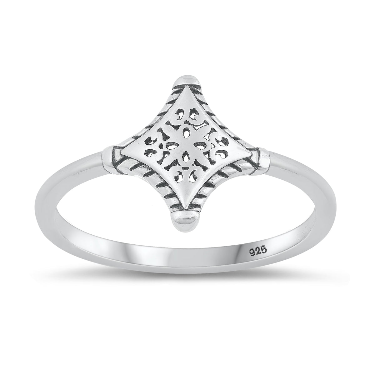 Sterling Silver Diamond-Shaped Ring