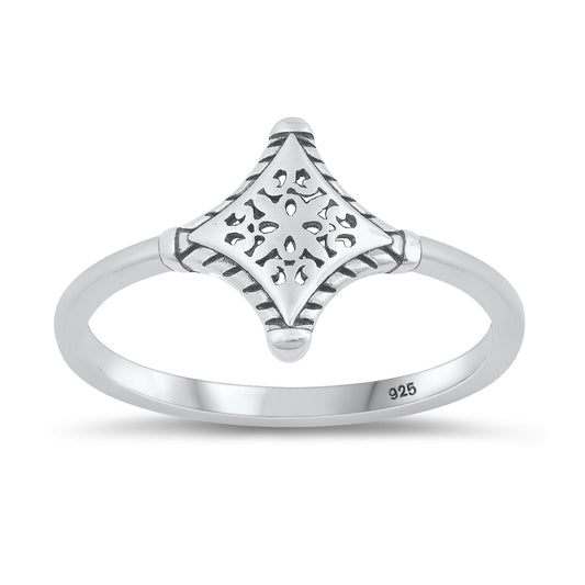 Sterling Silver Diamond-Shaped Ring