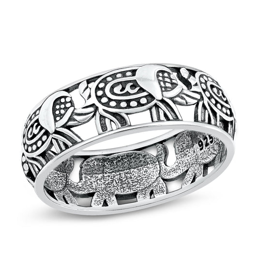 Sterling Silver Bali Elephant Ring