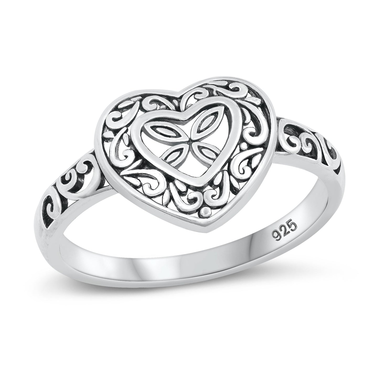 Sterling Silver Filigree Heart Ring