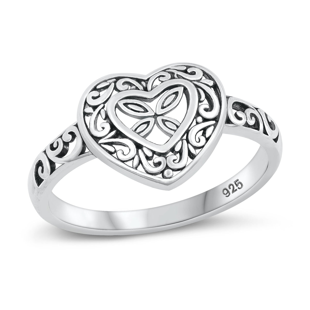 Sterling Silver Filigree Heart Ring