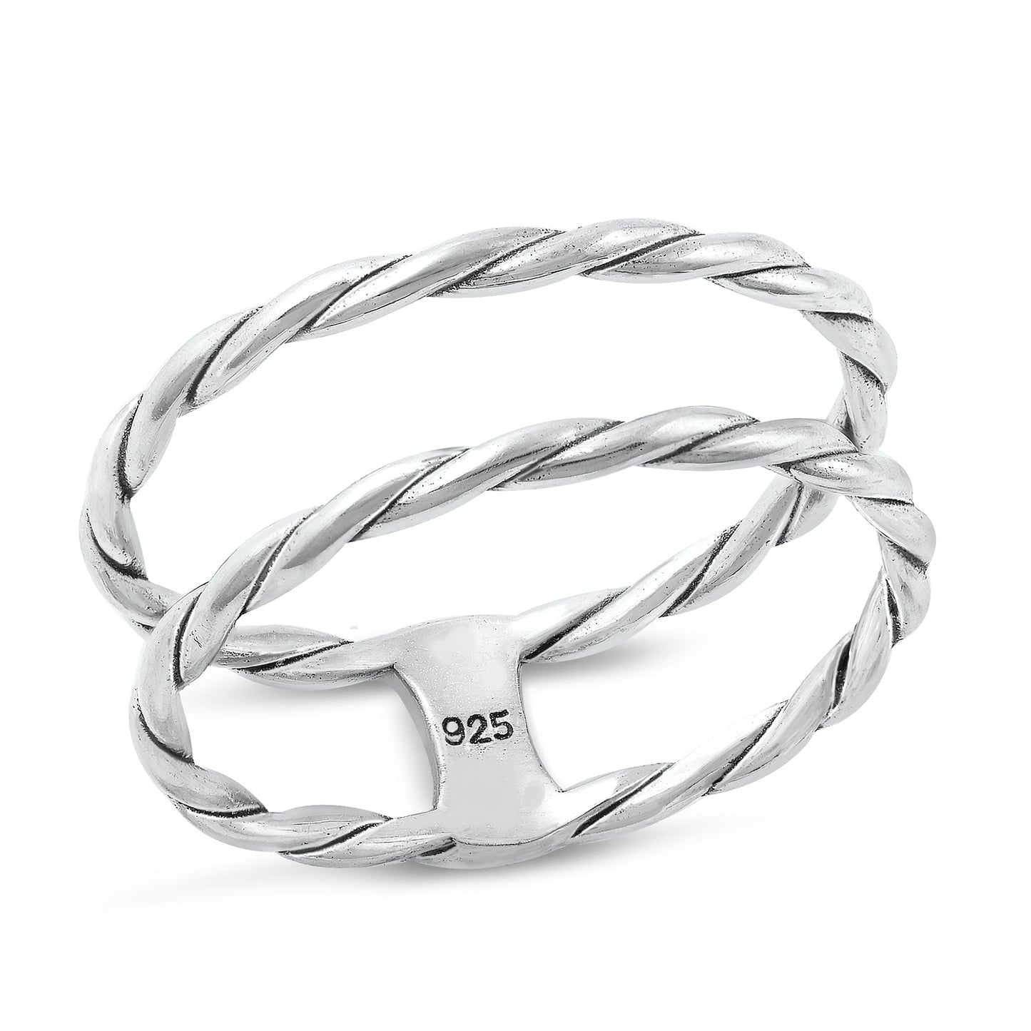 Sterling Silver Double Rope Ring