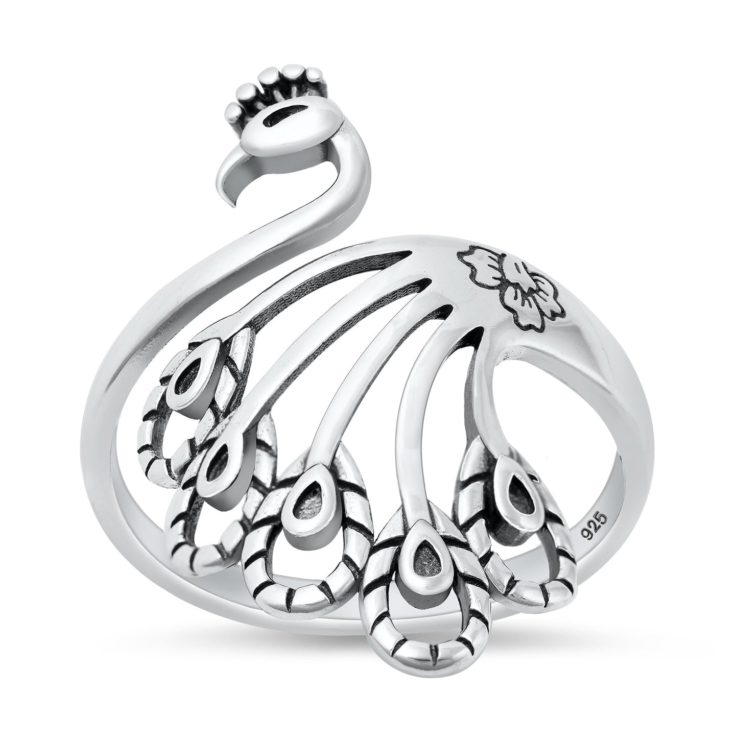 Sterling Silver Peacock Spoon Ring