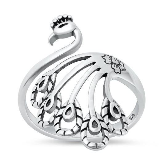 Sterling Silver Peacock Spoon Ring
