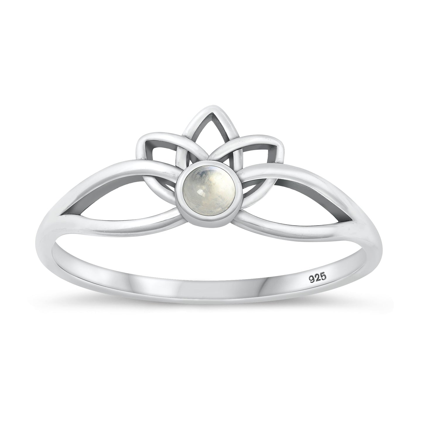 Sterling Silver Moonstone Lotus Ring