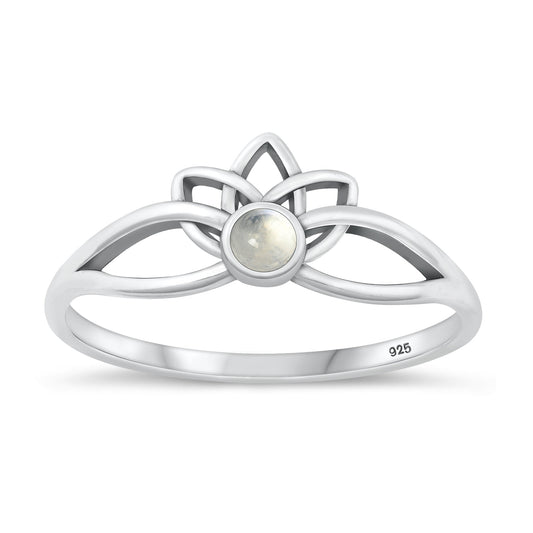 Sterling Silver Moonstone Lotus Ring