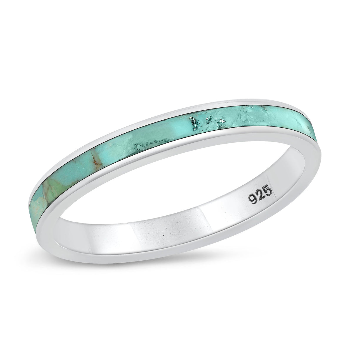 Sterling Silver Genuine Turquoise Eternity Ring