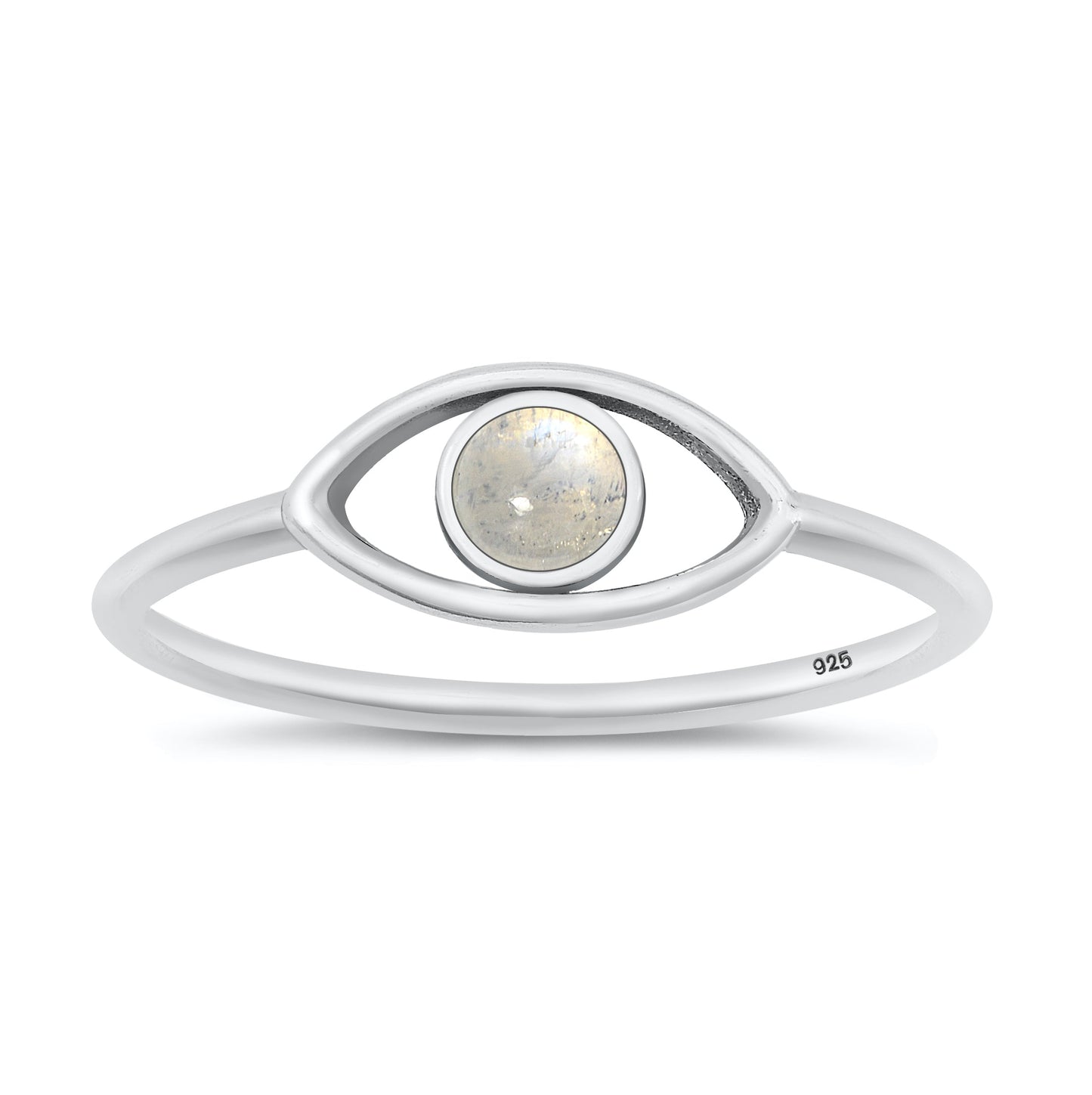 Sterling Silver Moonstone Evil Eye Ring