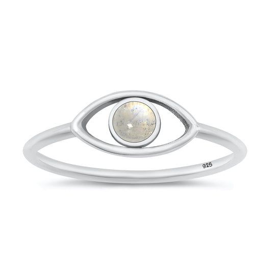 Sterling Silver Moonstone Evil Eye Ring