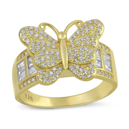 Silver CZ Ring - Butterfly