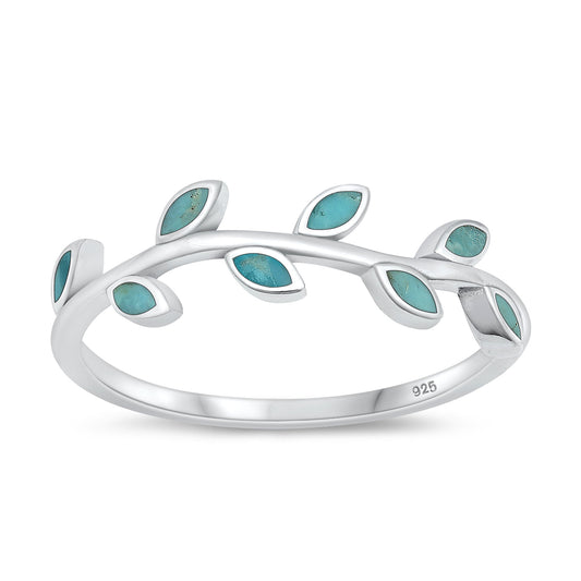 Sterling Silver Genuine Turquoise Vine Ring