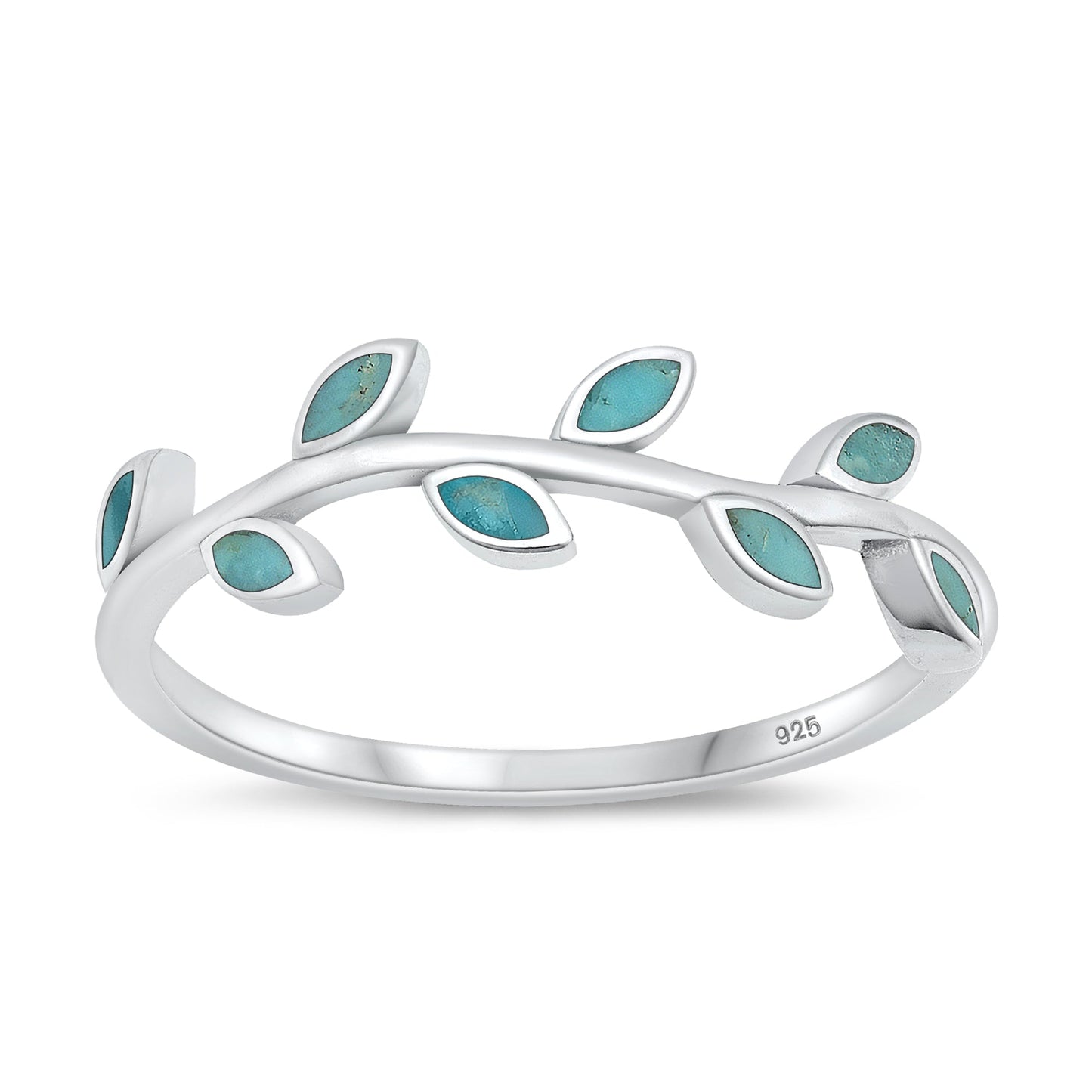 Sterling Silver Genuine Turquoise Vine Ring