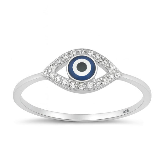 Sterling Silver Mother of Pearl Evil Eye Ring