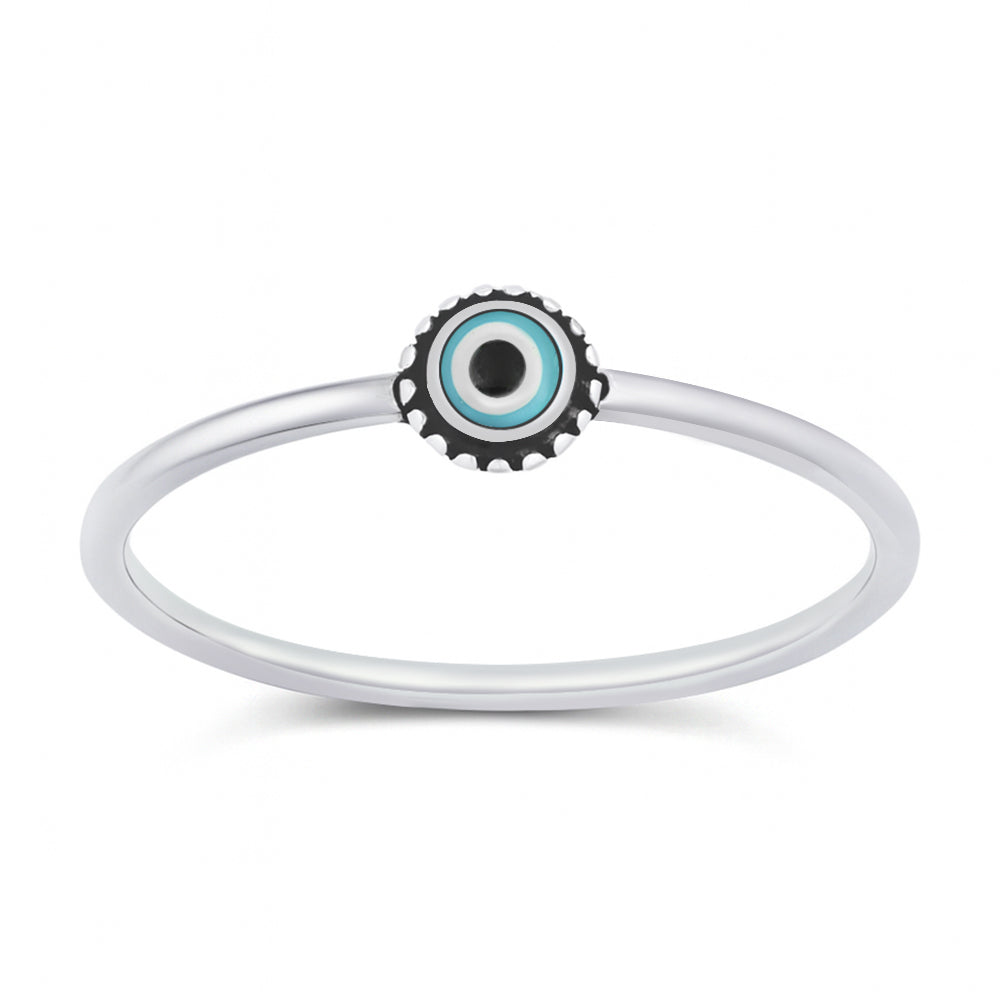 Sterling Silver Mother of Pearl Evil Eye Ring