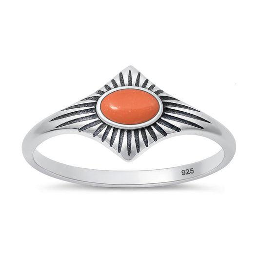 Sterling Silver Coral Sun Ring