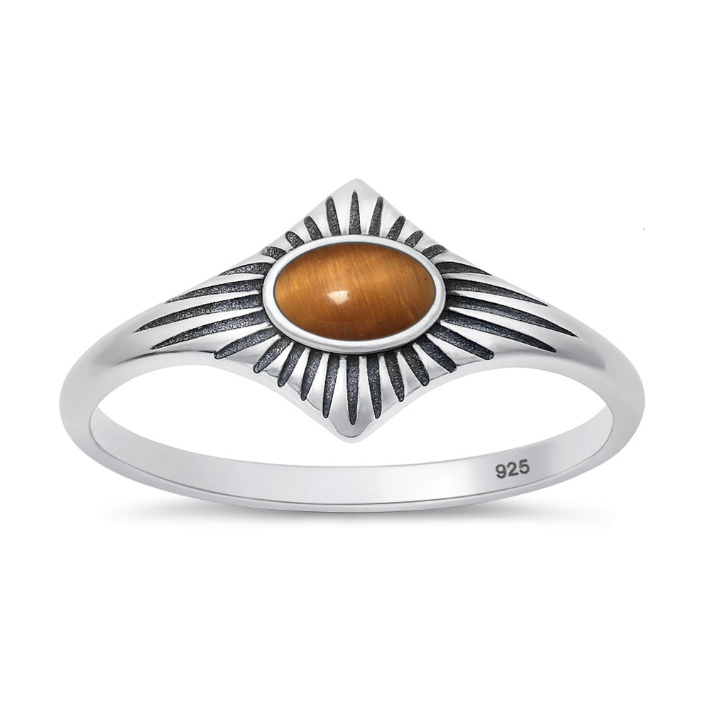 Sterling Silver Tiger Eye Sun Ring