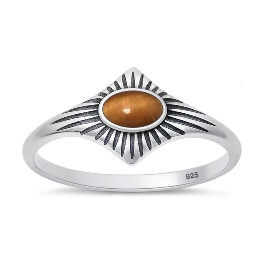 Sterling Silver Tiger Eye Sun Ring