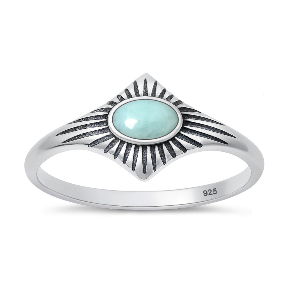 Sterling Silver Larimar Sun Ring