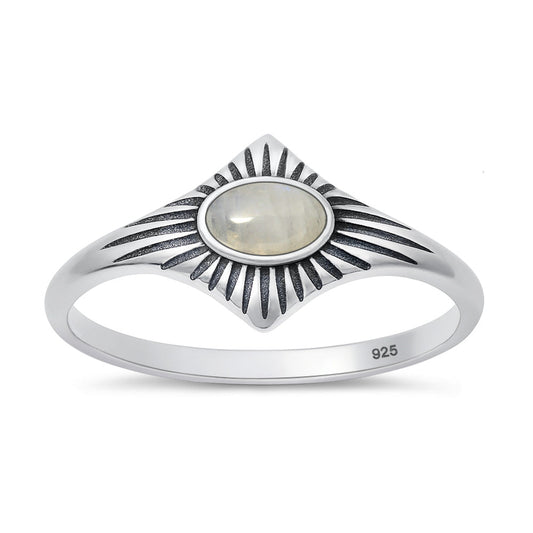 Sterling Silver Moonstone Sun Ring