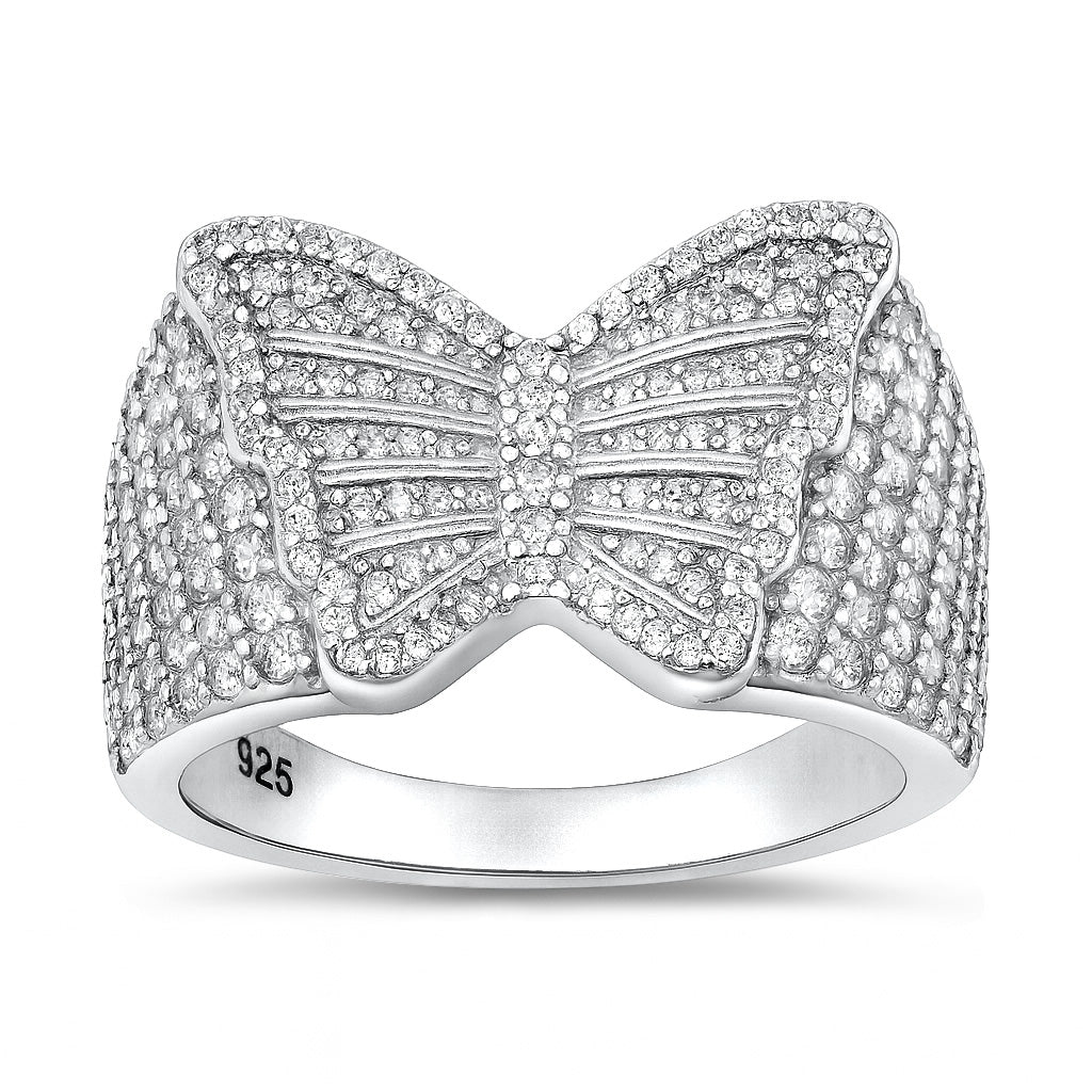 Classic Iced Butterfly Ring New .925 Sterling Silver Clear CZ Band Sizes 7-12