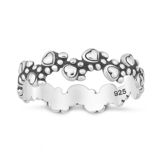 Sterling Silver Heart & Paw Print Ring