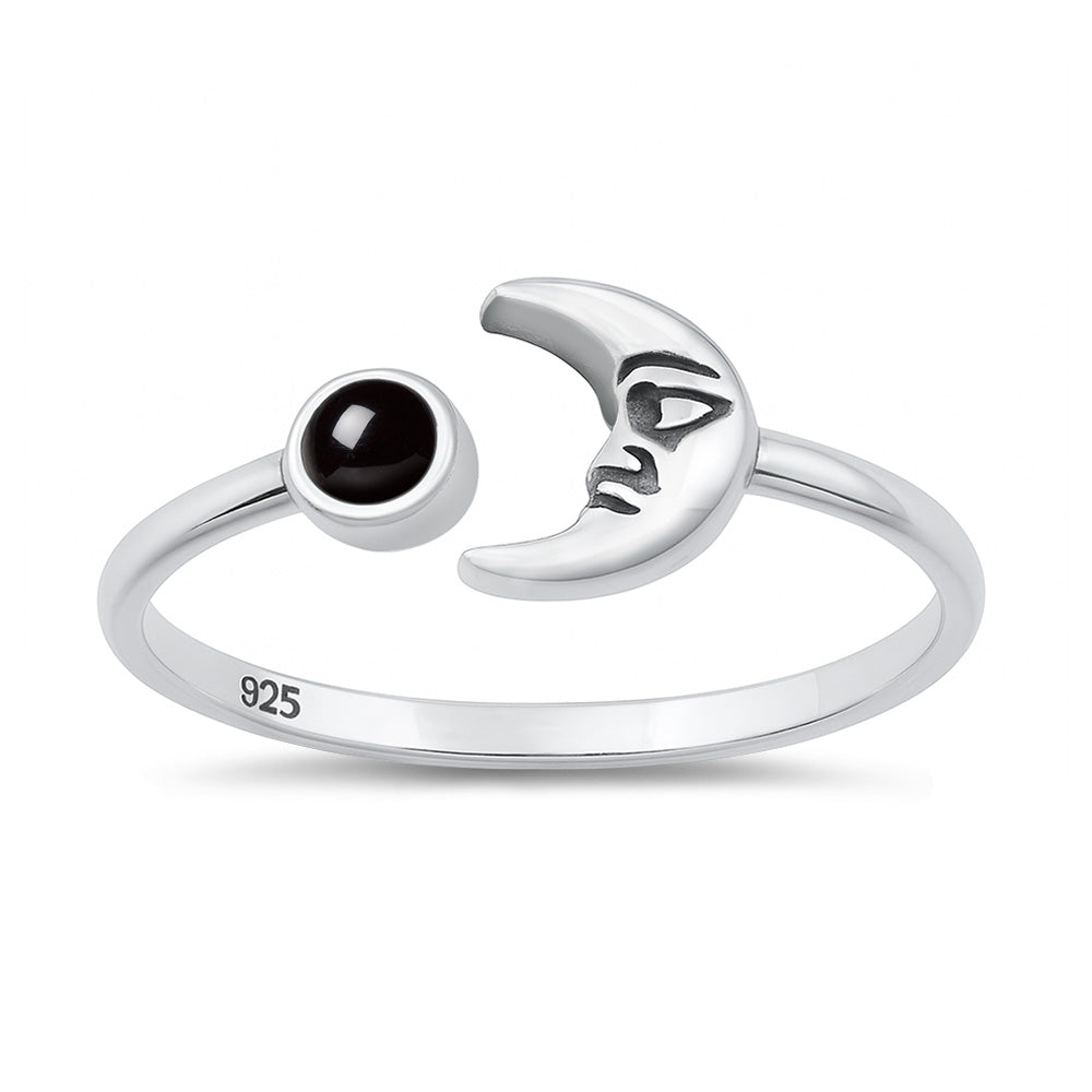 Sterling Silver Adjustable Crescent Moon Ring