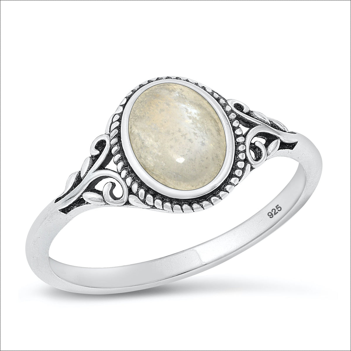 Sterling Silver Moonstone Filigree Ring
