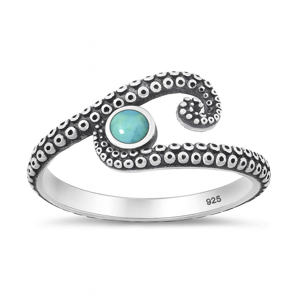 Sterling Silver Turquoise Octopus Ring