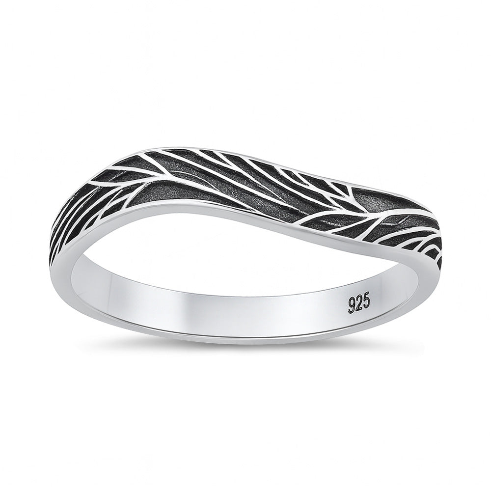 Sterling Silver Vine Tree Leaf Ring