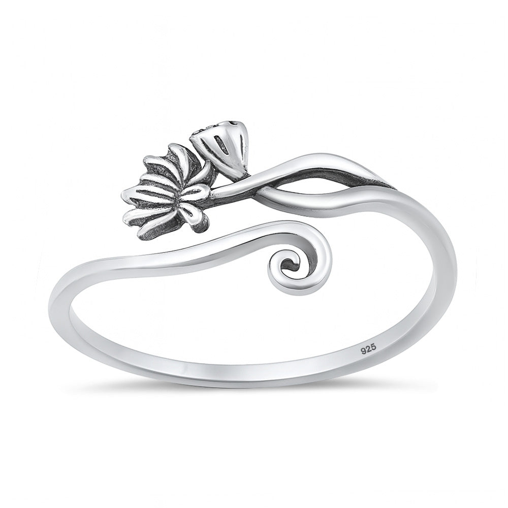 Sterling Silver Lotus Flower Ring