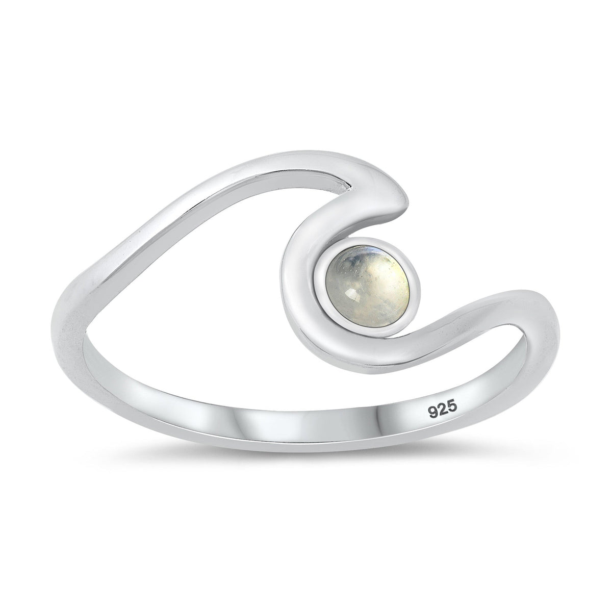 Sterling Silver Moonstone Wave Ring