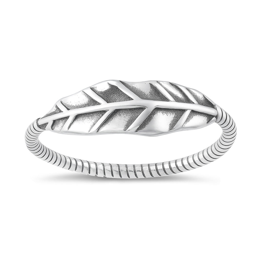 Sterling Silver Oxidized Leaf Ring