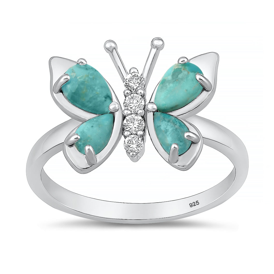 Sterling Silver Turquoise Butterfly Ring