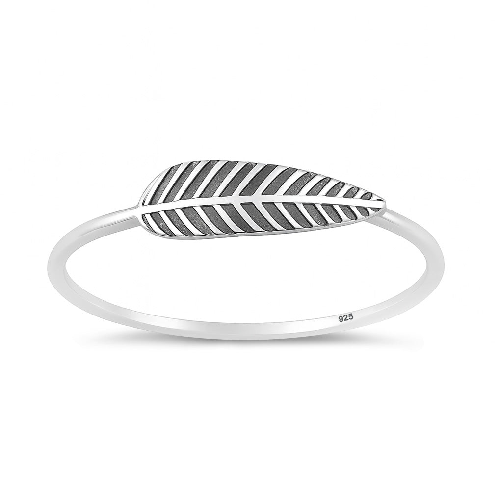 Sterling Silver Oxidized Leaf Ring