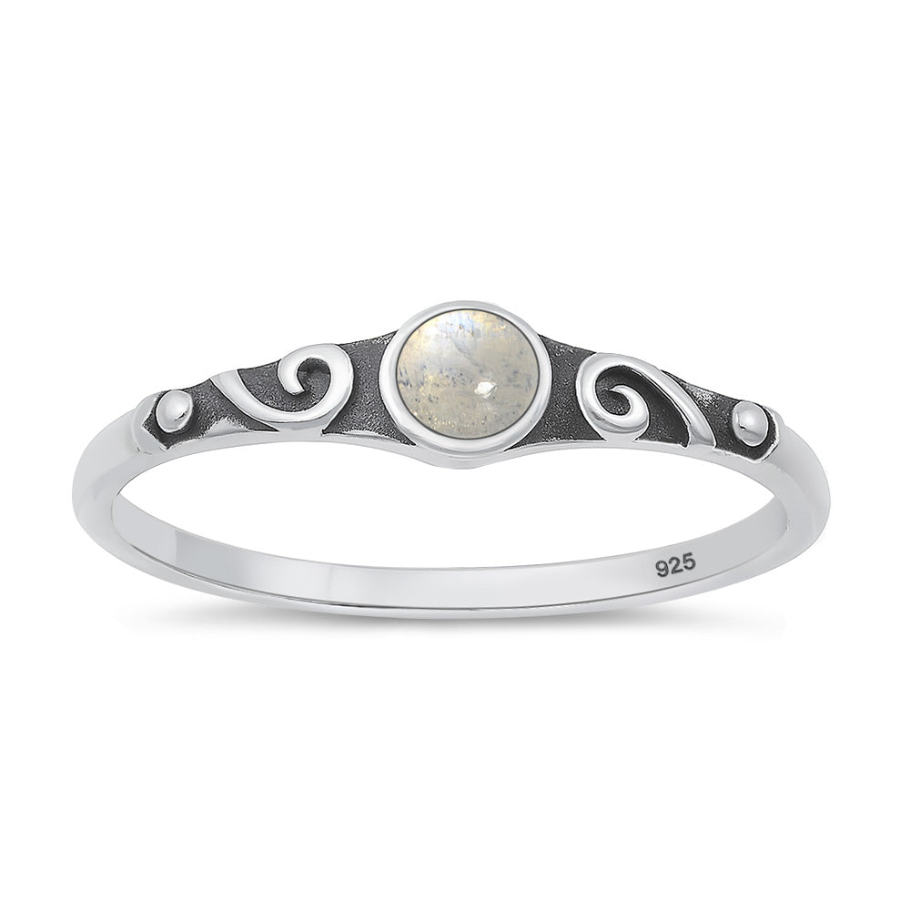 Sterling Silver Moonstone Swirl Ring