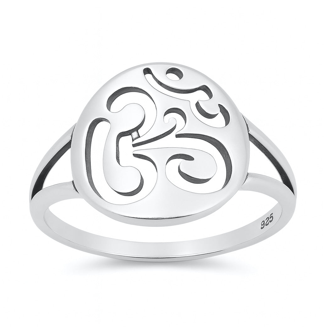 Sterling Silver Om Yoga Ring